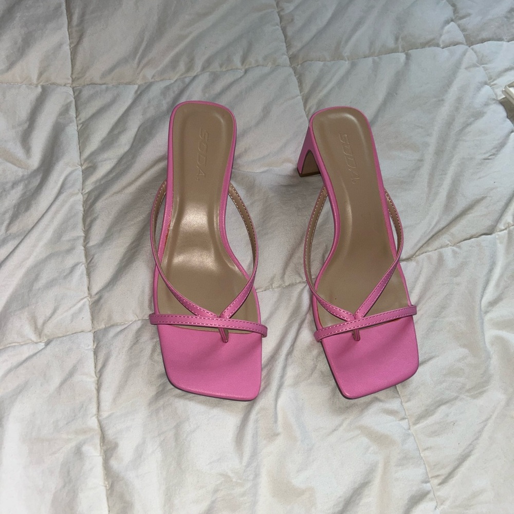 Soda Pink kitten Heeled with Square Toe